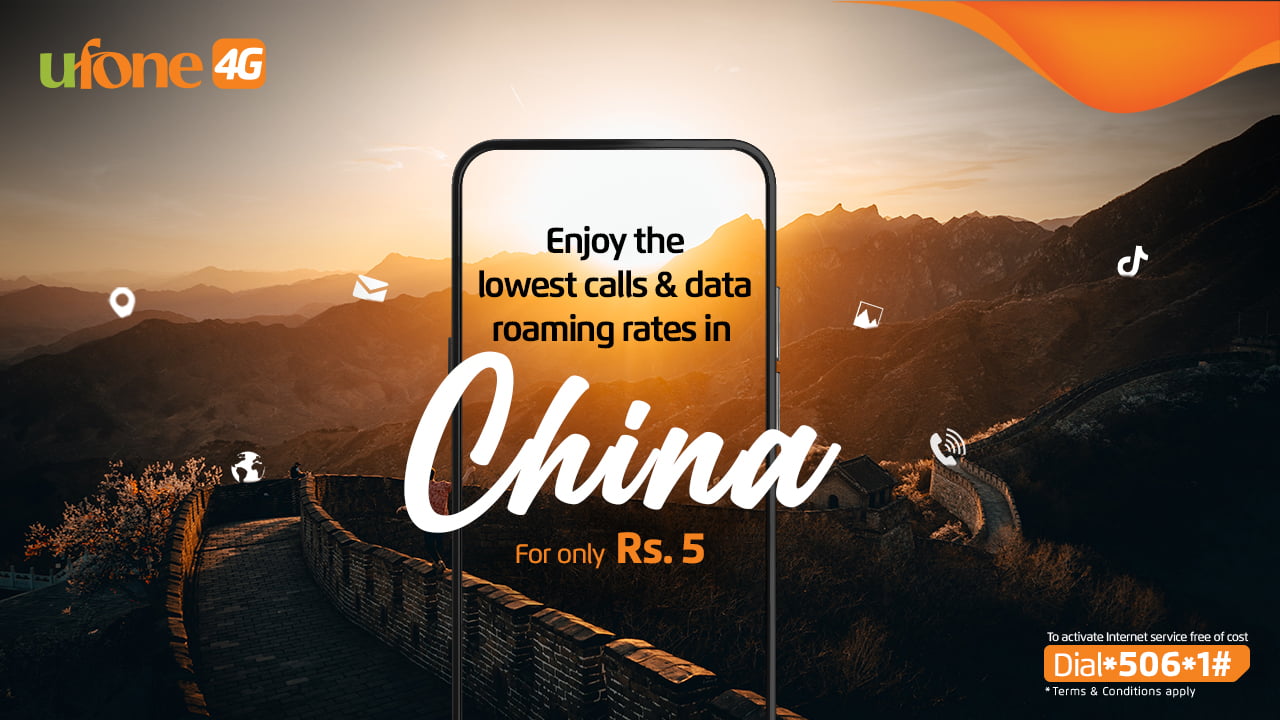 Ufone prepaid roaming service in China
